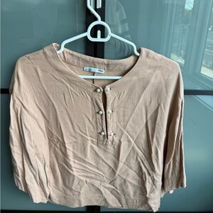 Zara Beige Button-Up Blouse